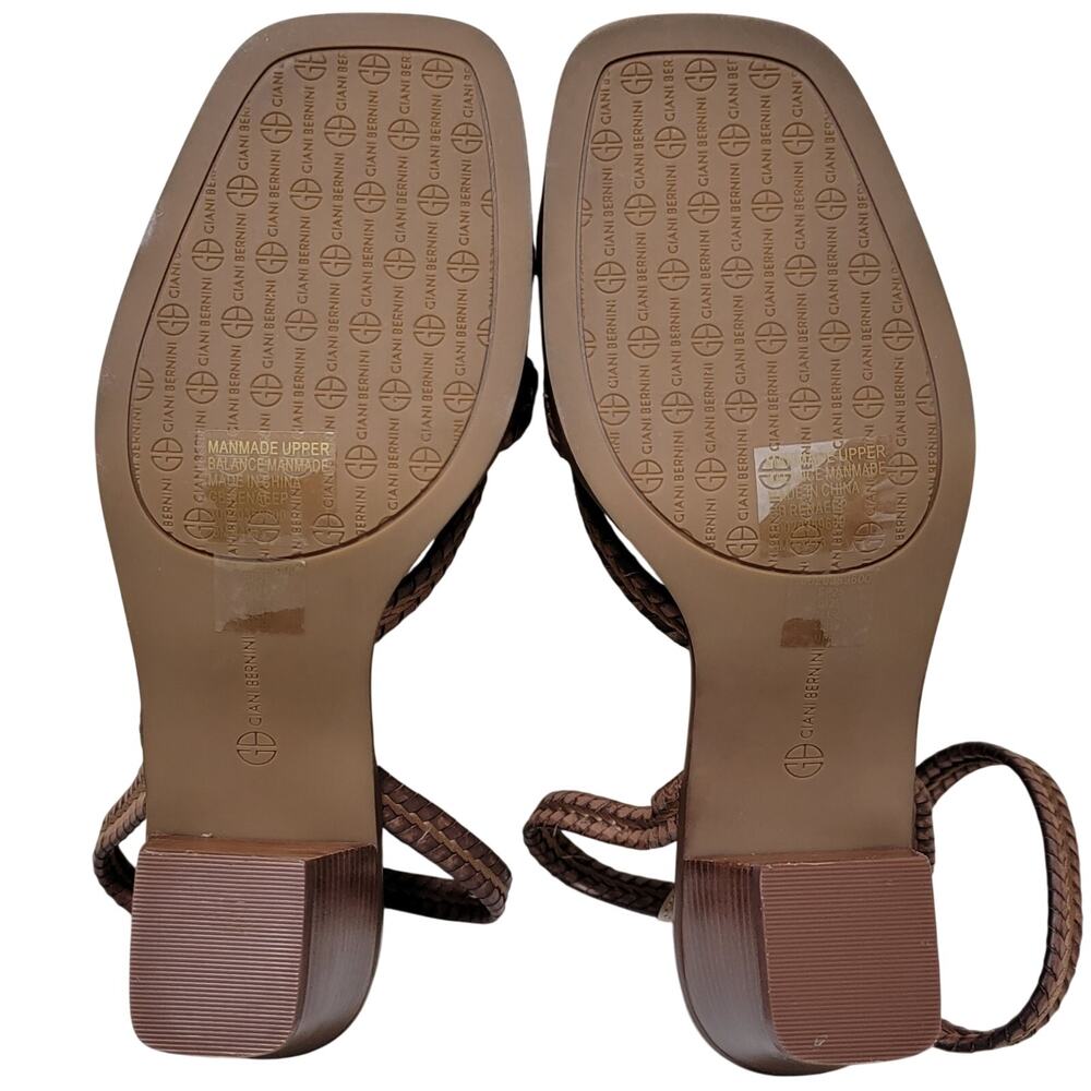 Giani Bernini Women Renaee Woven Ankle Strap Heeled Sandals Size US 8M Brown - Picture 4 of 5